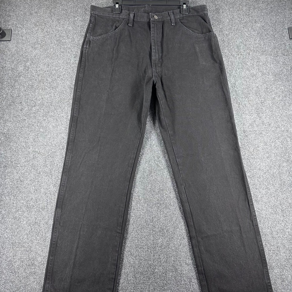 Wrangler Rustler Jeans Mens 36x32 Black Regular Fit Straight Leg Denim NWT